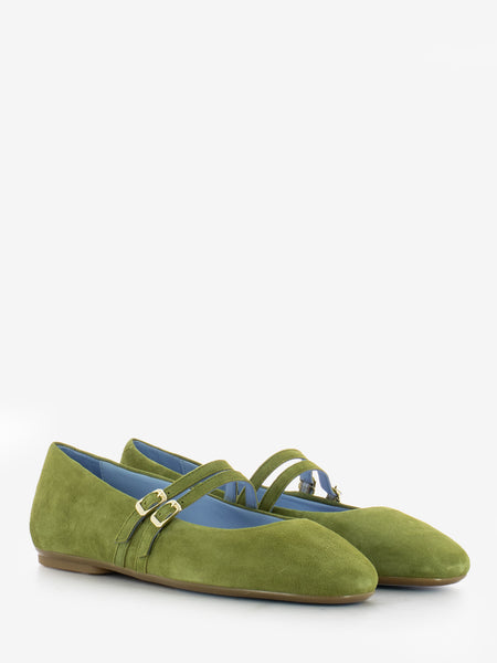 Ballerina Karlie velvet suede army green