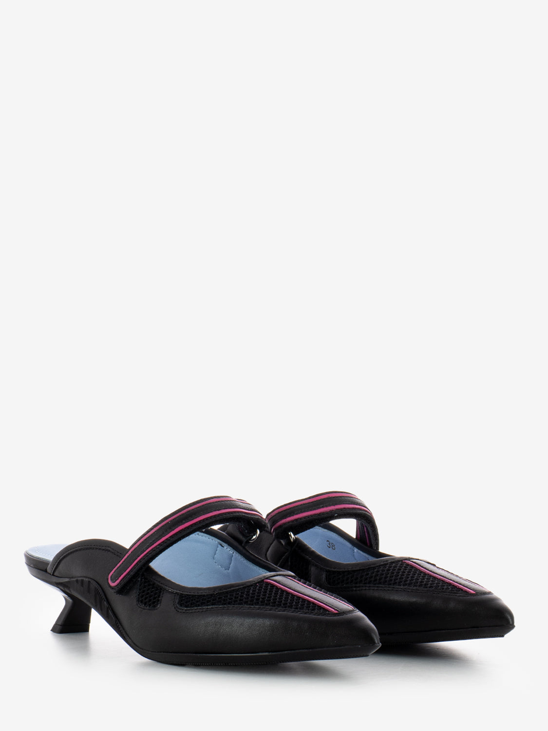 Hilly Hop mule calf mesh black / fuxia