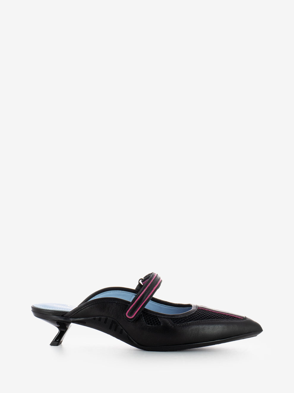 Hilly Hop mule calf mesh black / fuxia