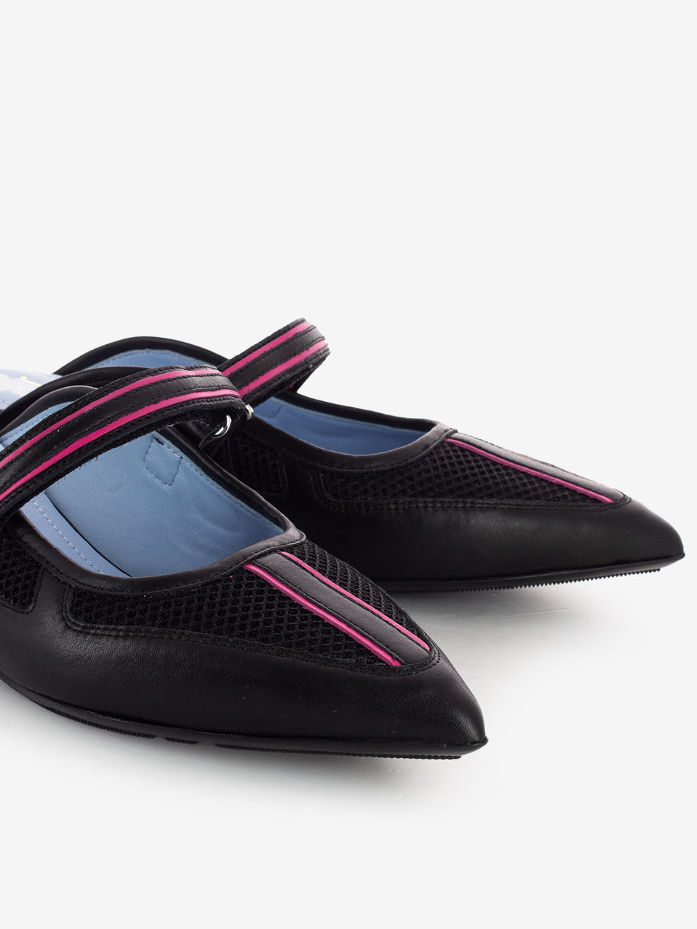Hilly Hop mule calf mesh black / fuxia