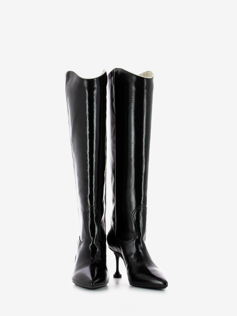 VOILE BLANCHE - Stivali Nashville in pelle shiny black