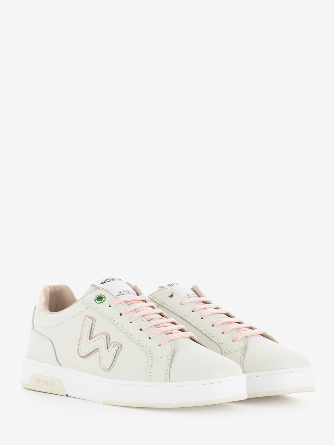 Double leather sneakers off rose
