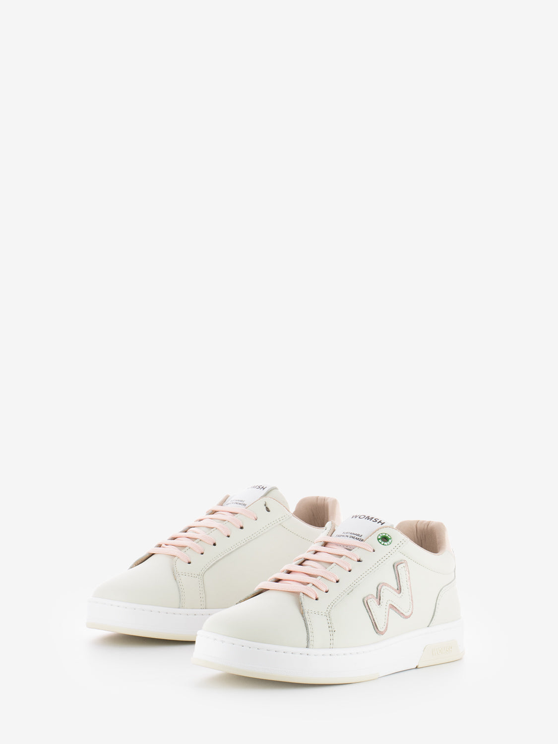 Double leather sneakers off rose