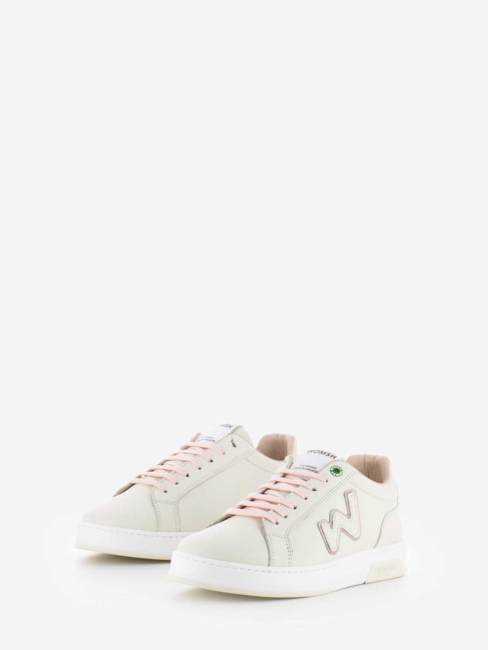 Double leather sneakers off rose