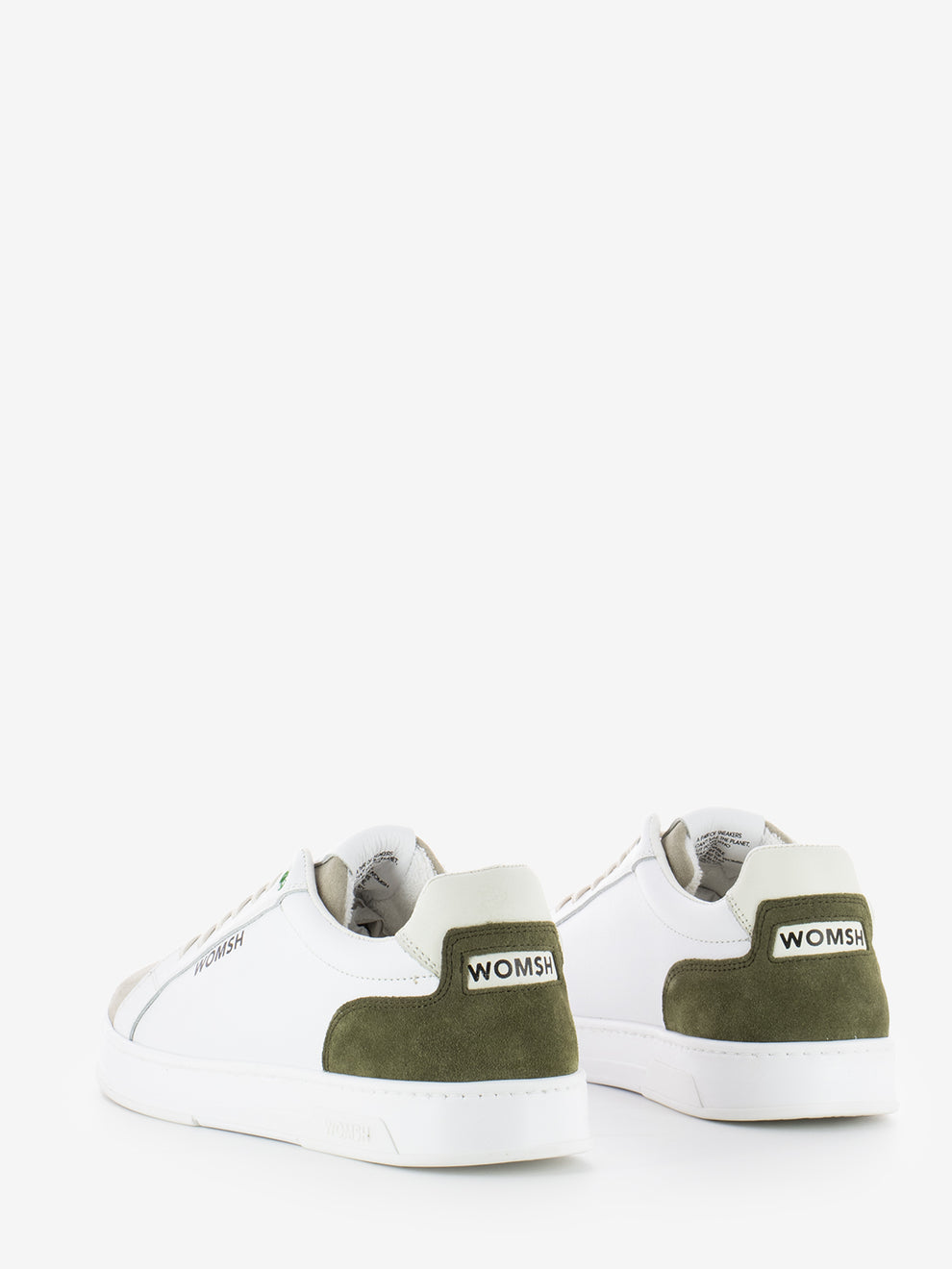 Double leather white / moss sneakers