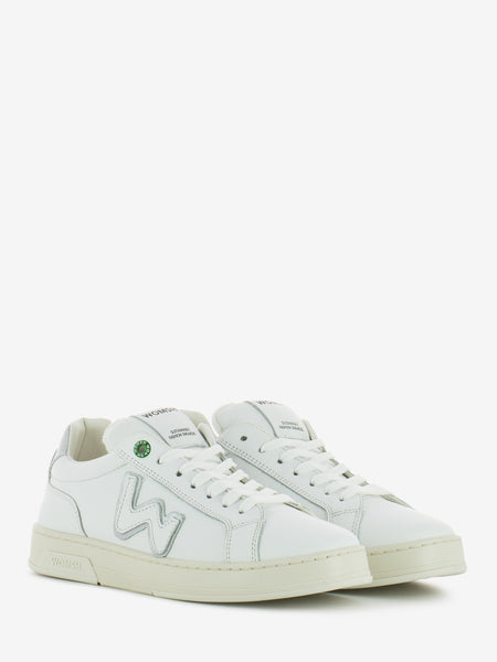 Sneakers double leather white / silver