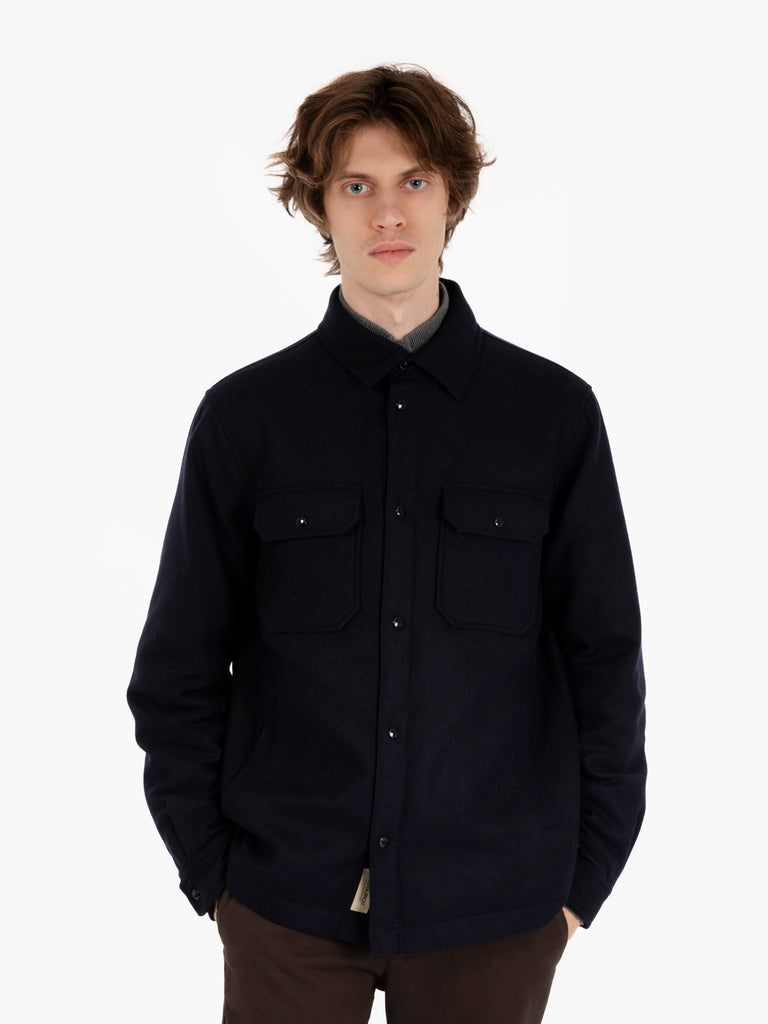 WOOLRICH - Alaskan wool overshirt melton blue