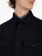 WOOLRICH - Alaskan wool overshirt melton blue