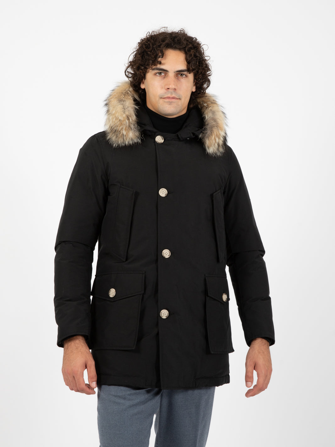 Arctic detachable fur parka black