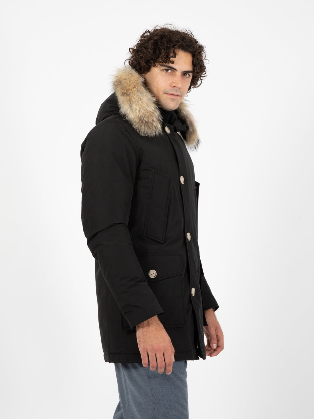 Arctic detachable fur parka black