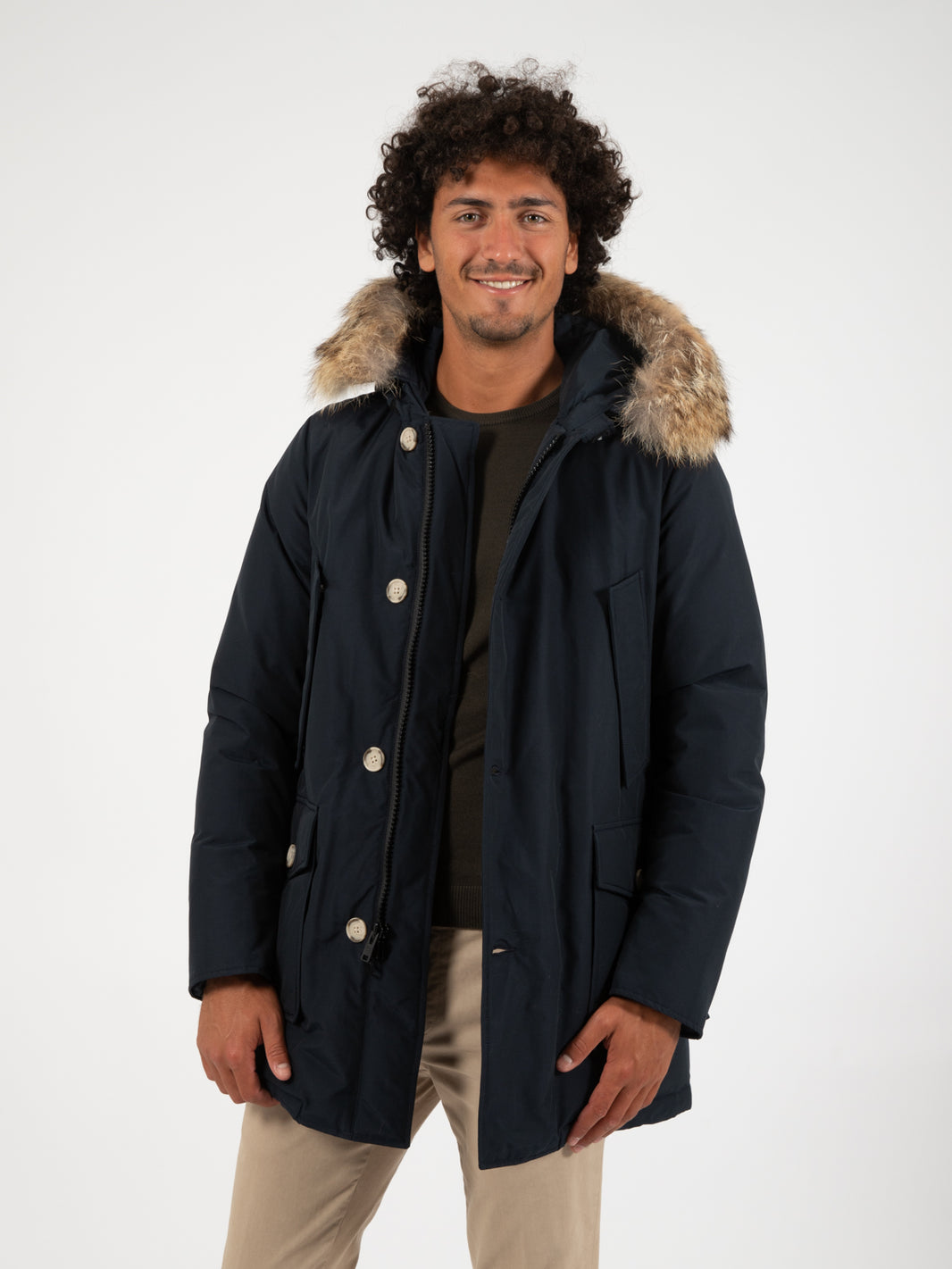Arctic detachable fur parka melton blue