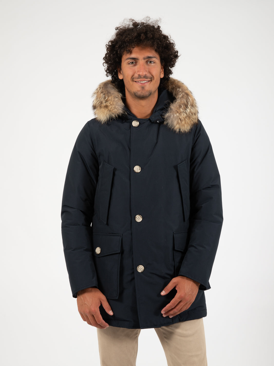 Arctic detachable fur parka melton blue