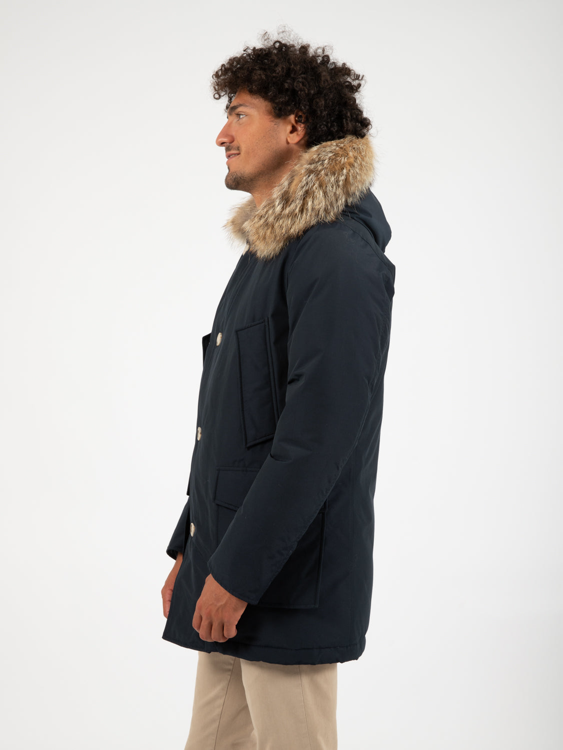 Arctic detachable fur parka melton blue