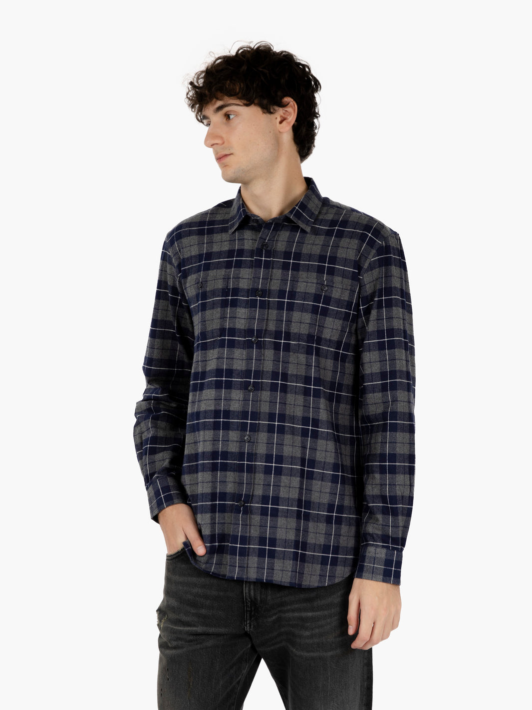 Camicia in flanella quadri blu