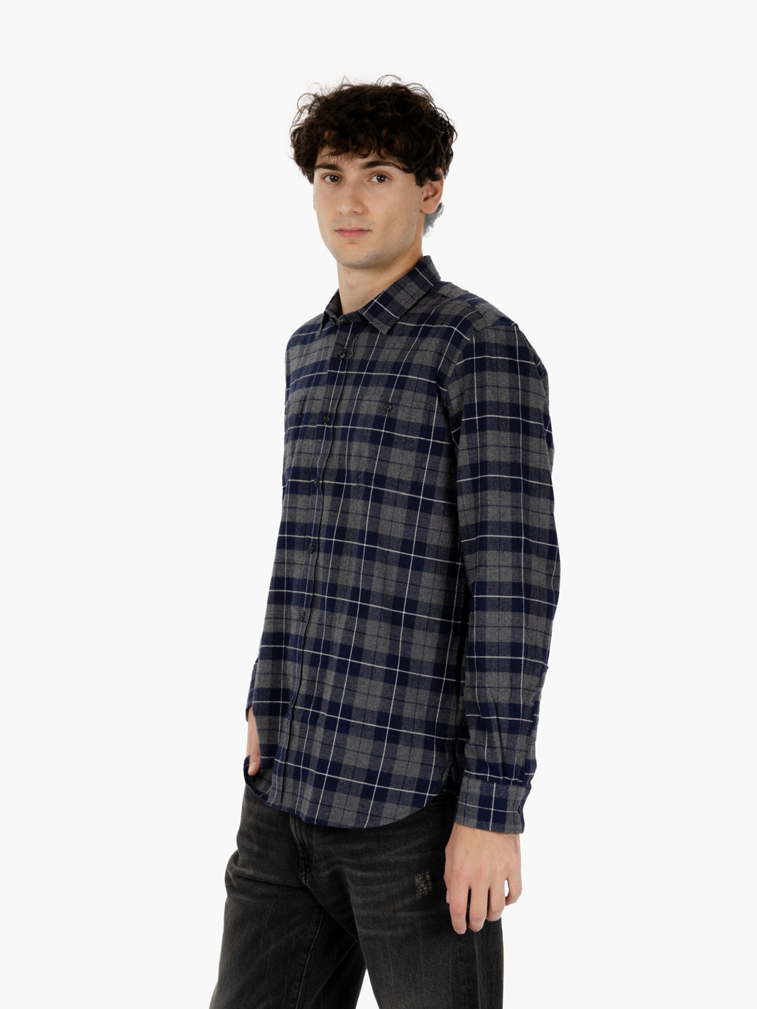 Camicia in flanella quadri blu