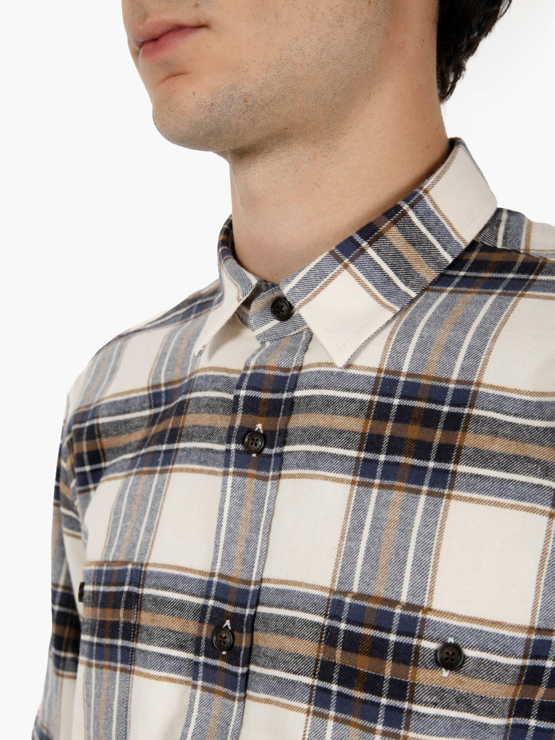 Camicia in flanella quadri cream