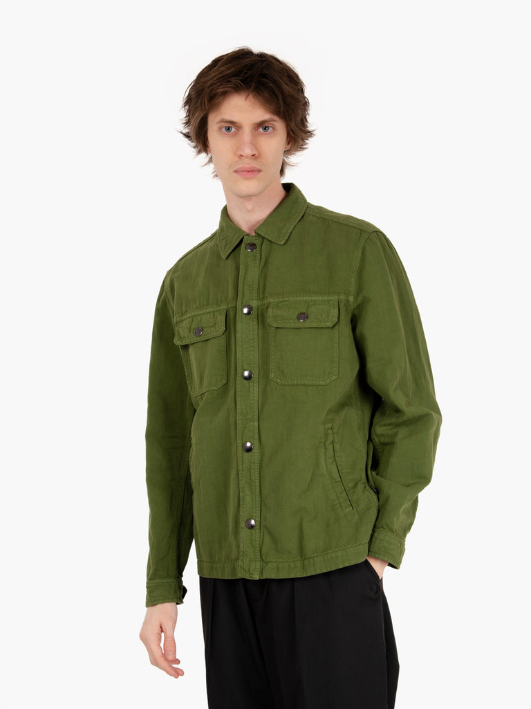 WOOLRICH - Cotton hemp overshirt GD cypress