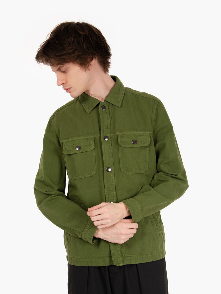 WOOLRICH - Cotton hemp overshirt GD cypress