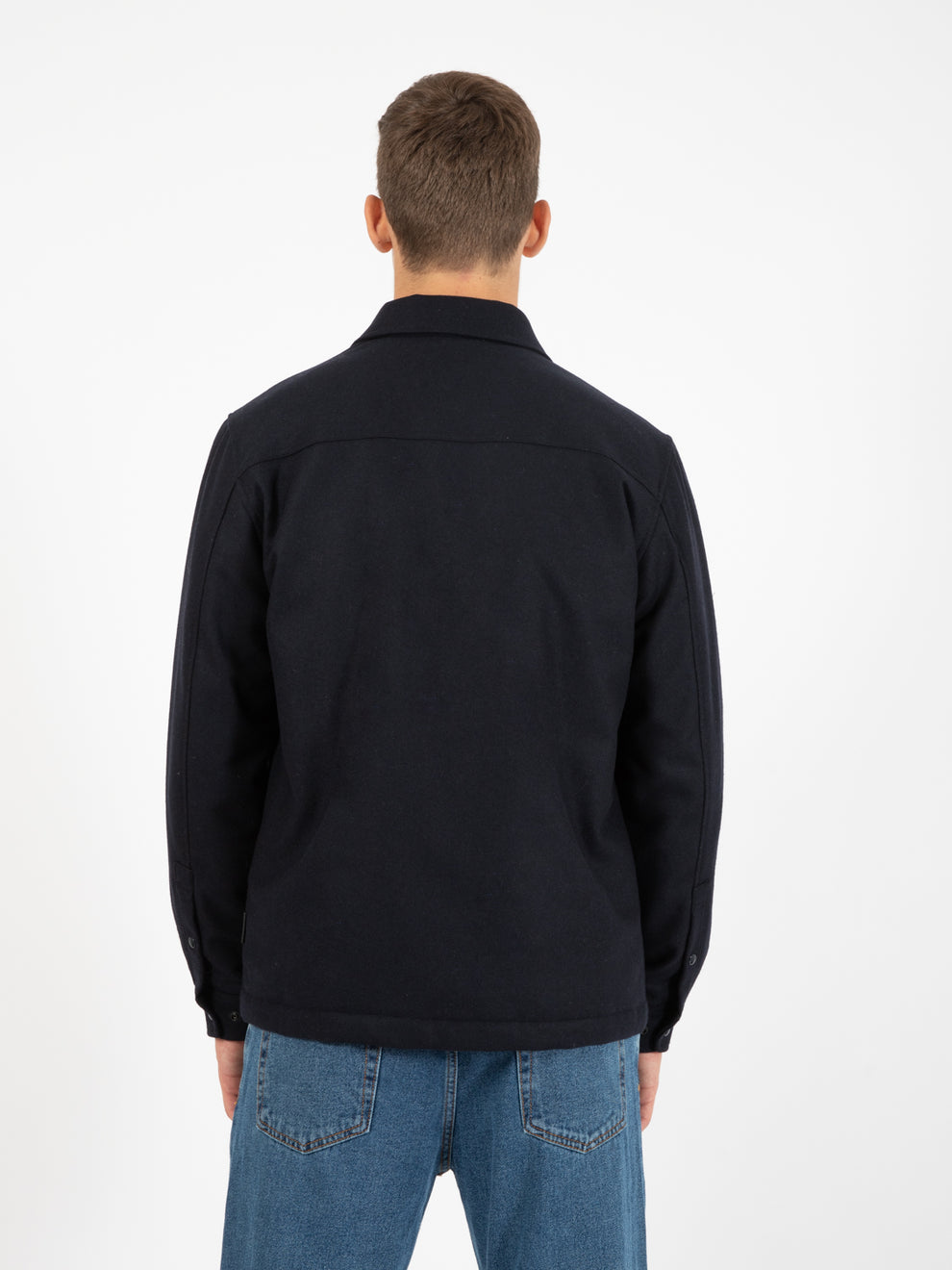Giacca camicia trapuntata Alaskan wool melton blue