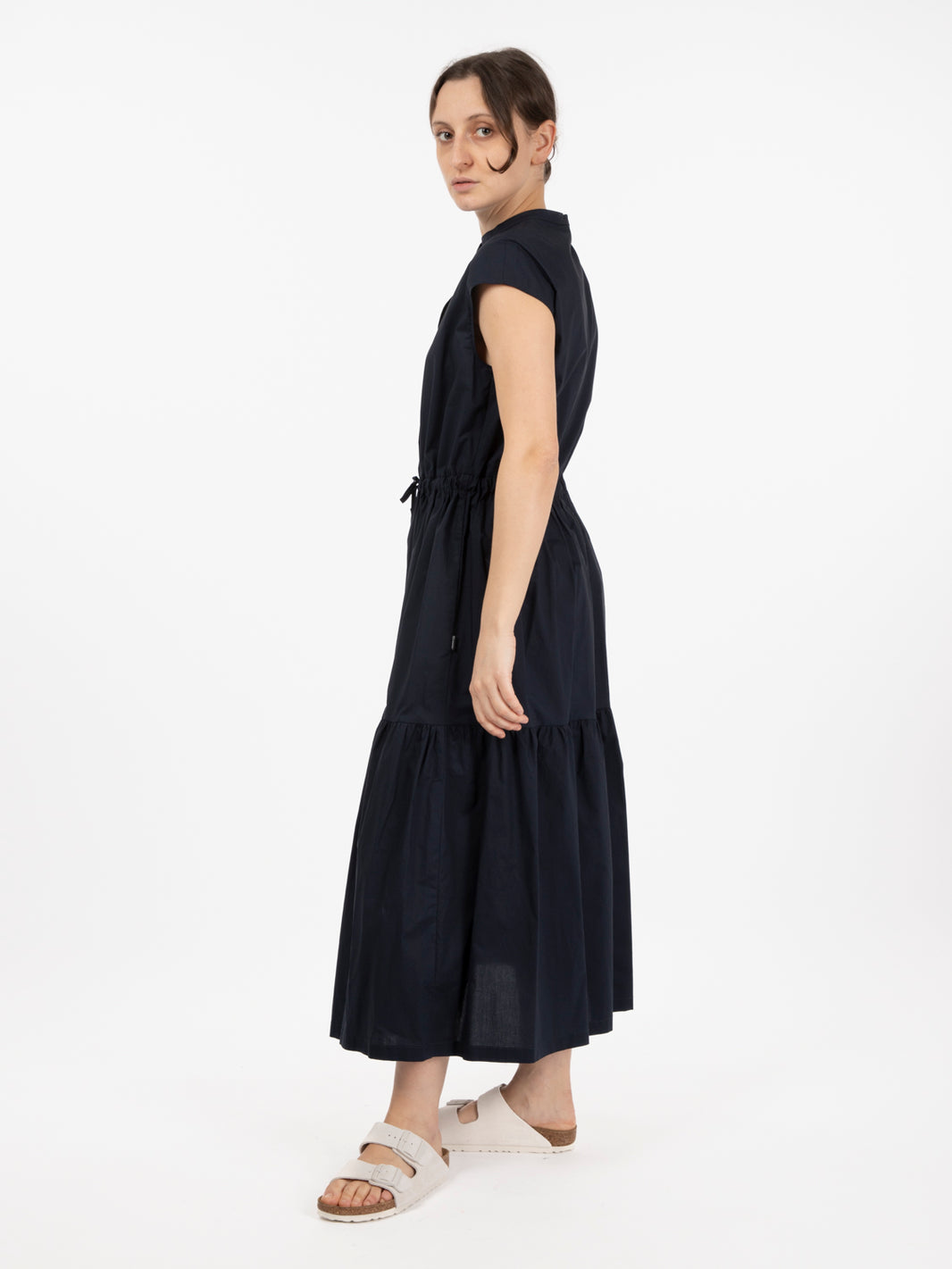 Poplin long dress melton blue
