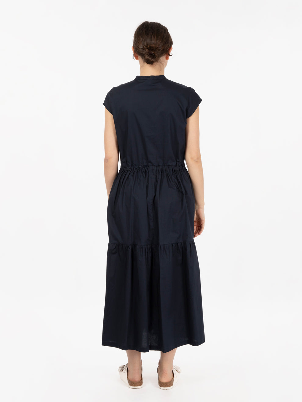 Poplin long dress melton blue