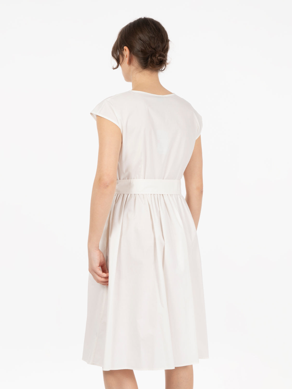 Poplin short dress plaster white