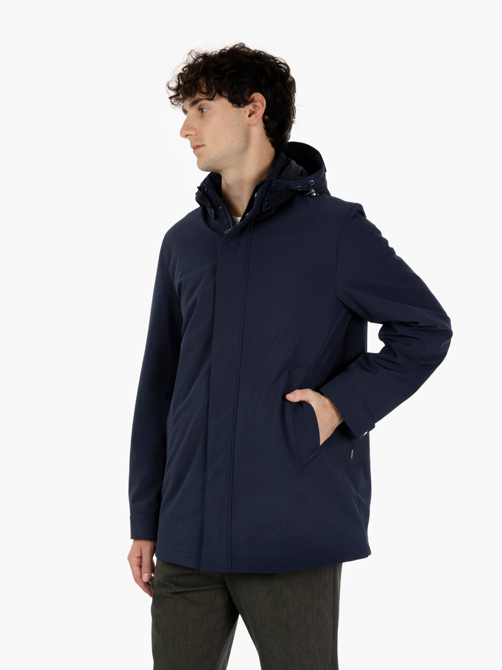 Soft Shell Barrow Mac coat melton blue