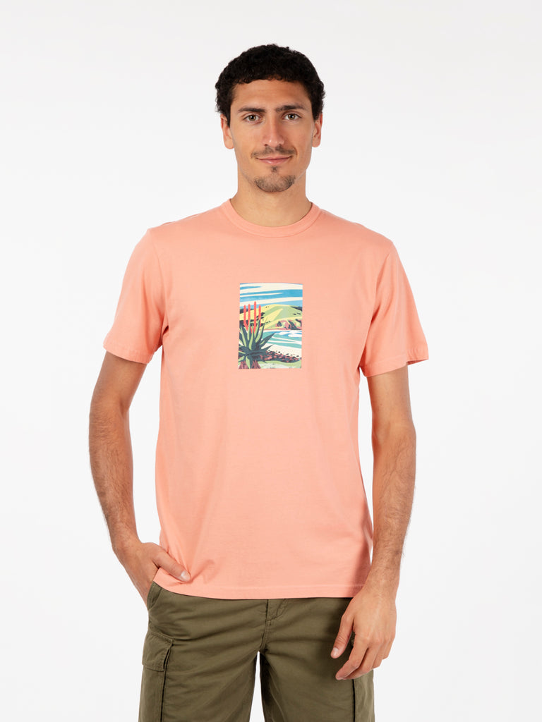 WOOLRICH - T-shirt landscape coral sand