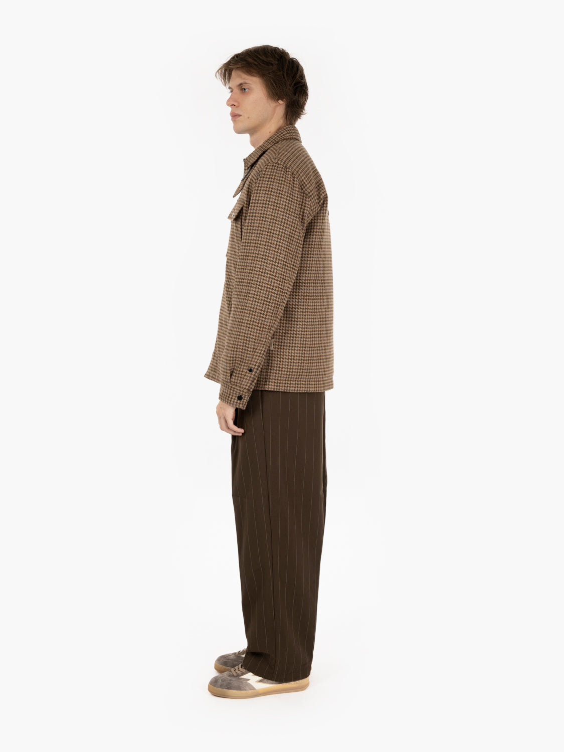 Wool check Alaskan shirt jacket brown