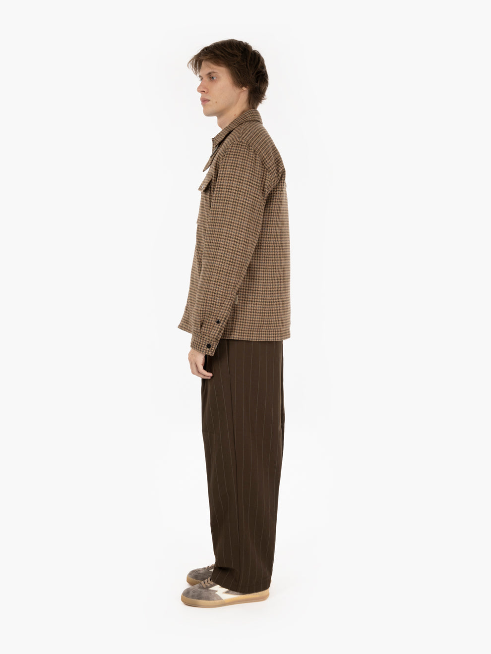 Wool check Alaskan shirt jacket brown