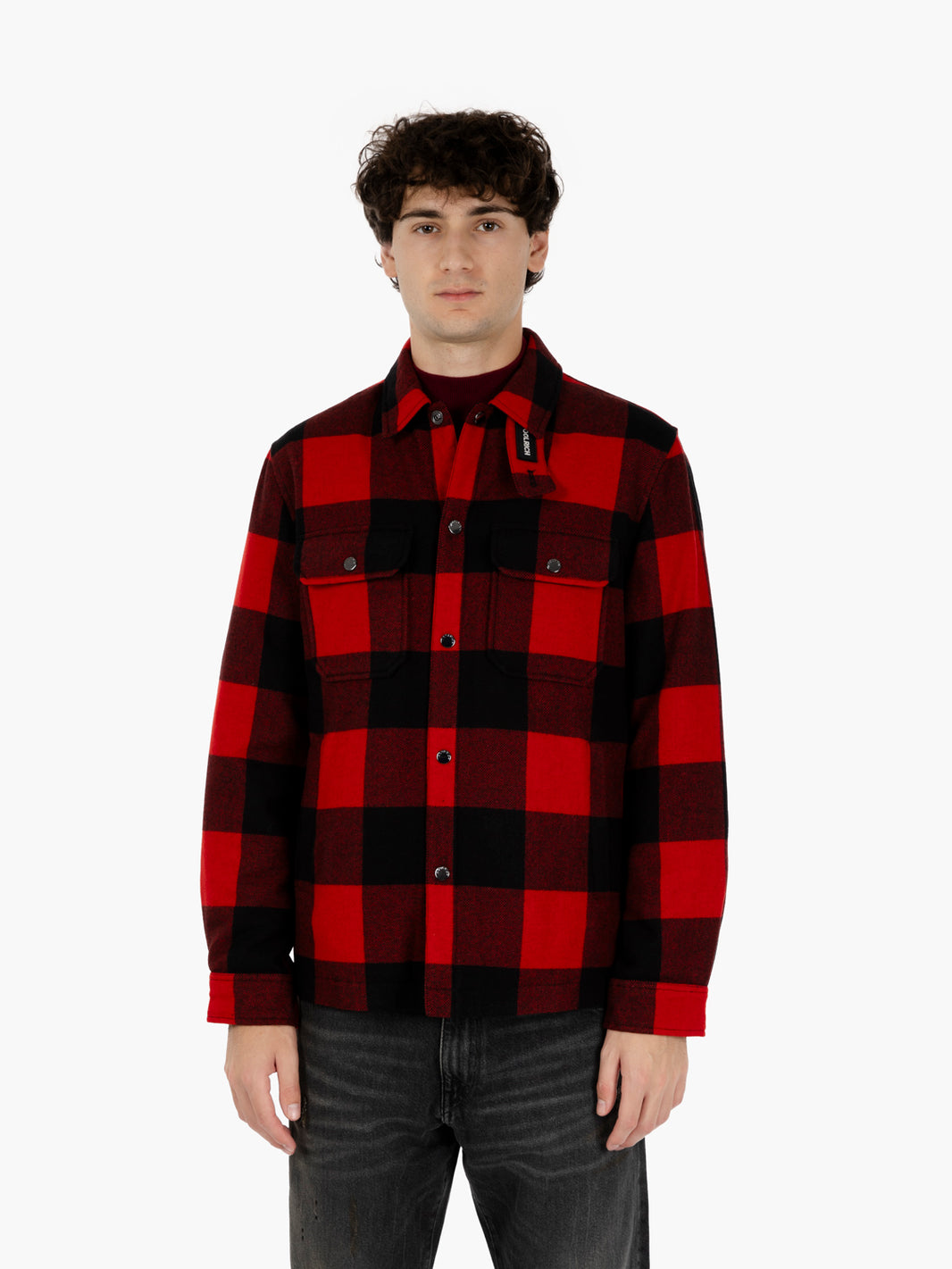 Wool check Alaskan shirt jacket red buffalo