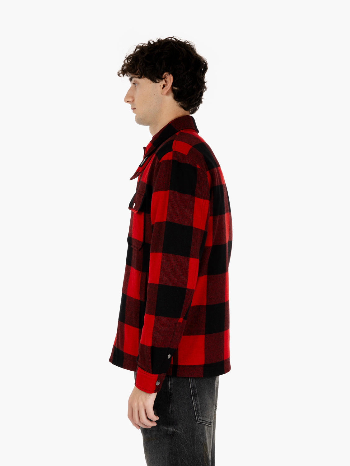 Wool check Alaskan shirt jacket red buffalo