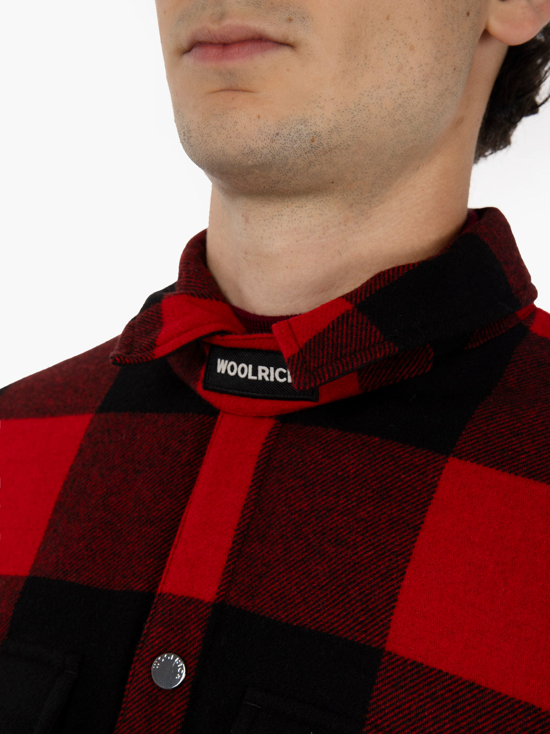 Wool check Alaskan shirt jacket red buffalo