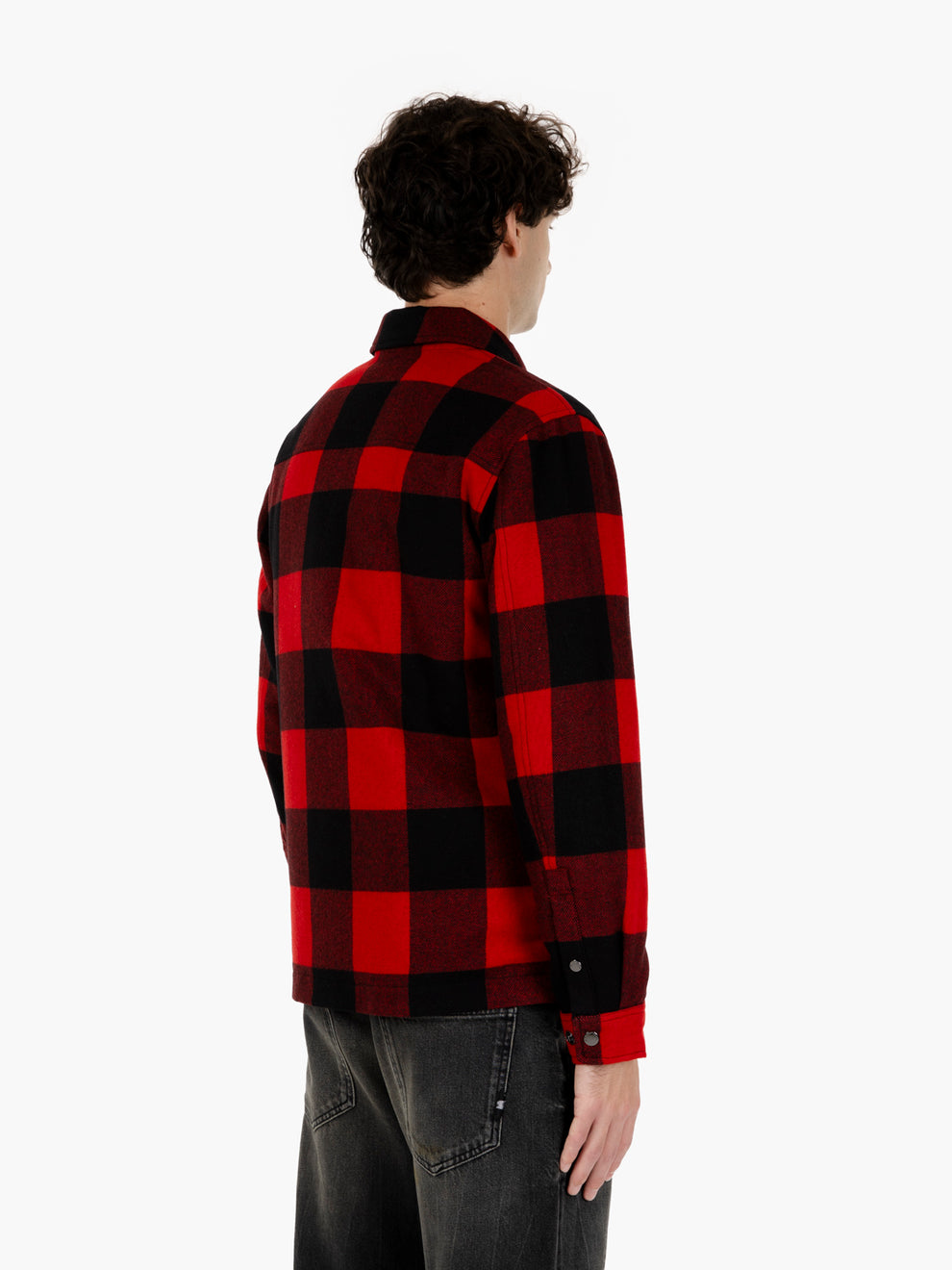 Wool check Alaskan shirt jacket red buffalo