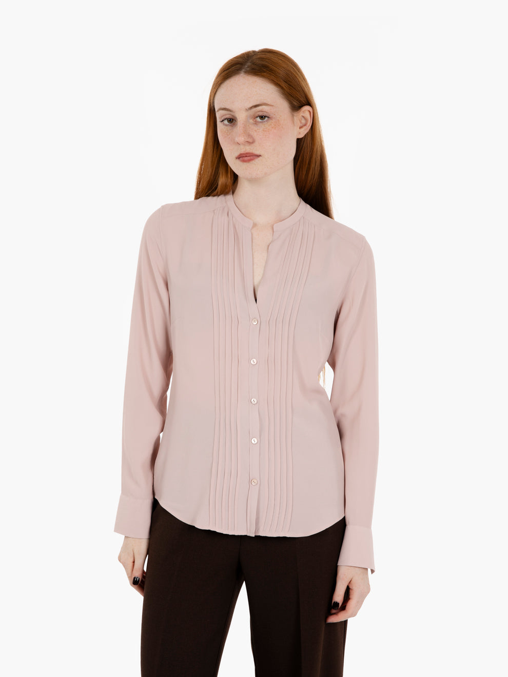 Blusa in misto seta Erin rosa antico