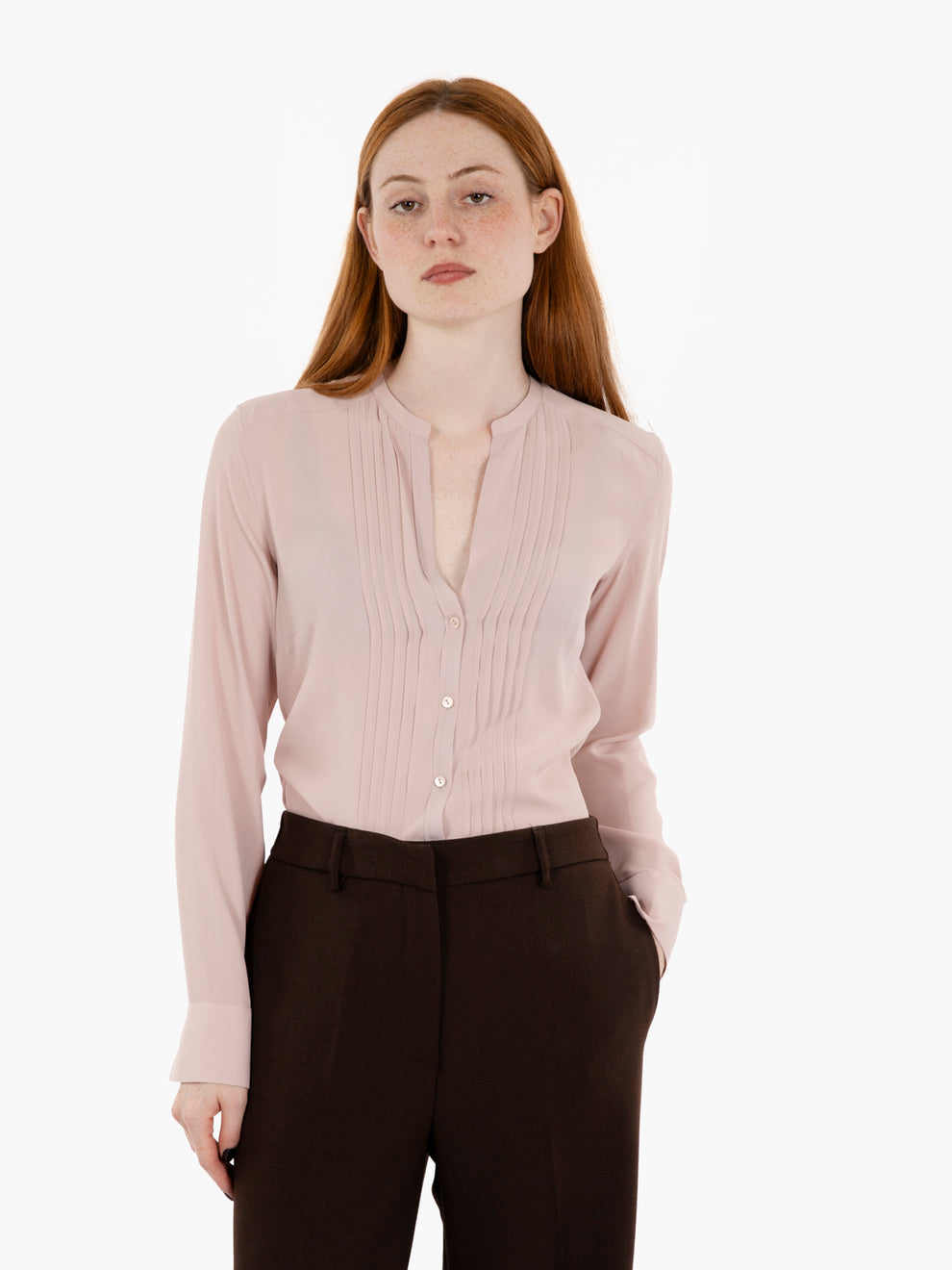 Blusa in misto seta Erin rosa antico