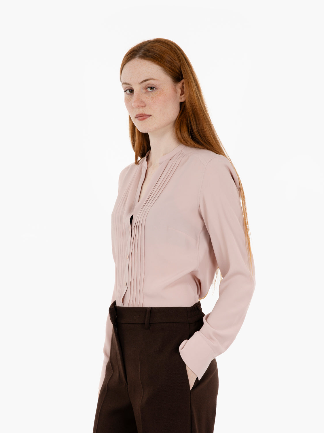 Blusa in misto seta Erin rosa antico