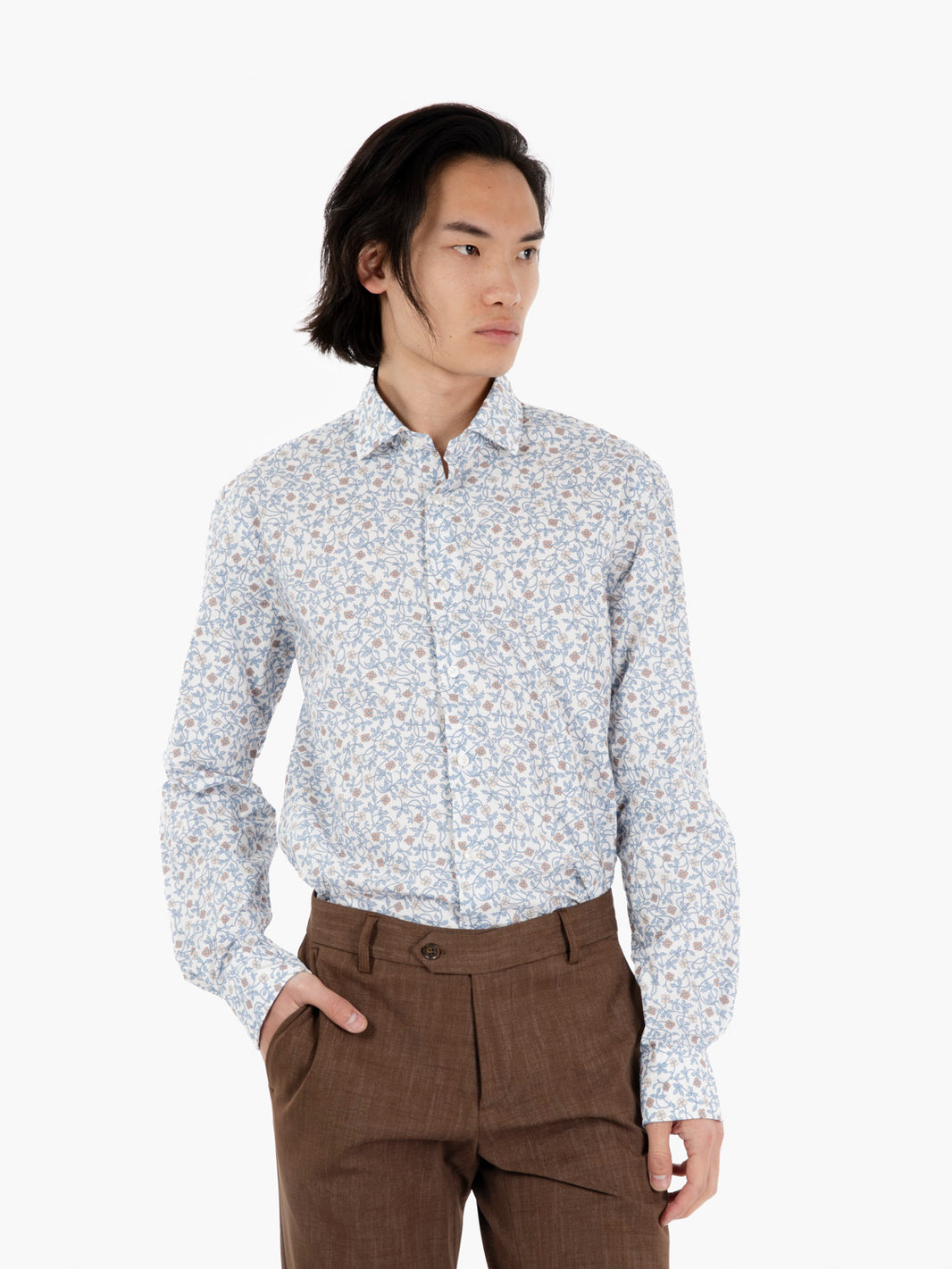 Camicia a fantasia floreale bianco / azzurro