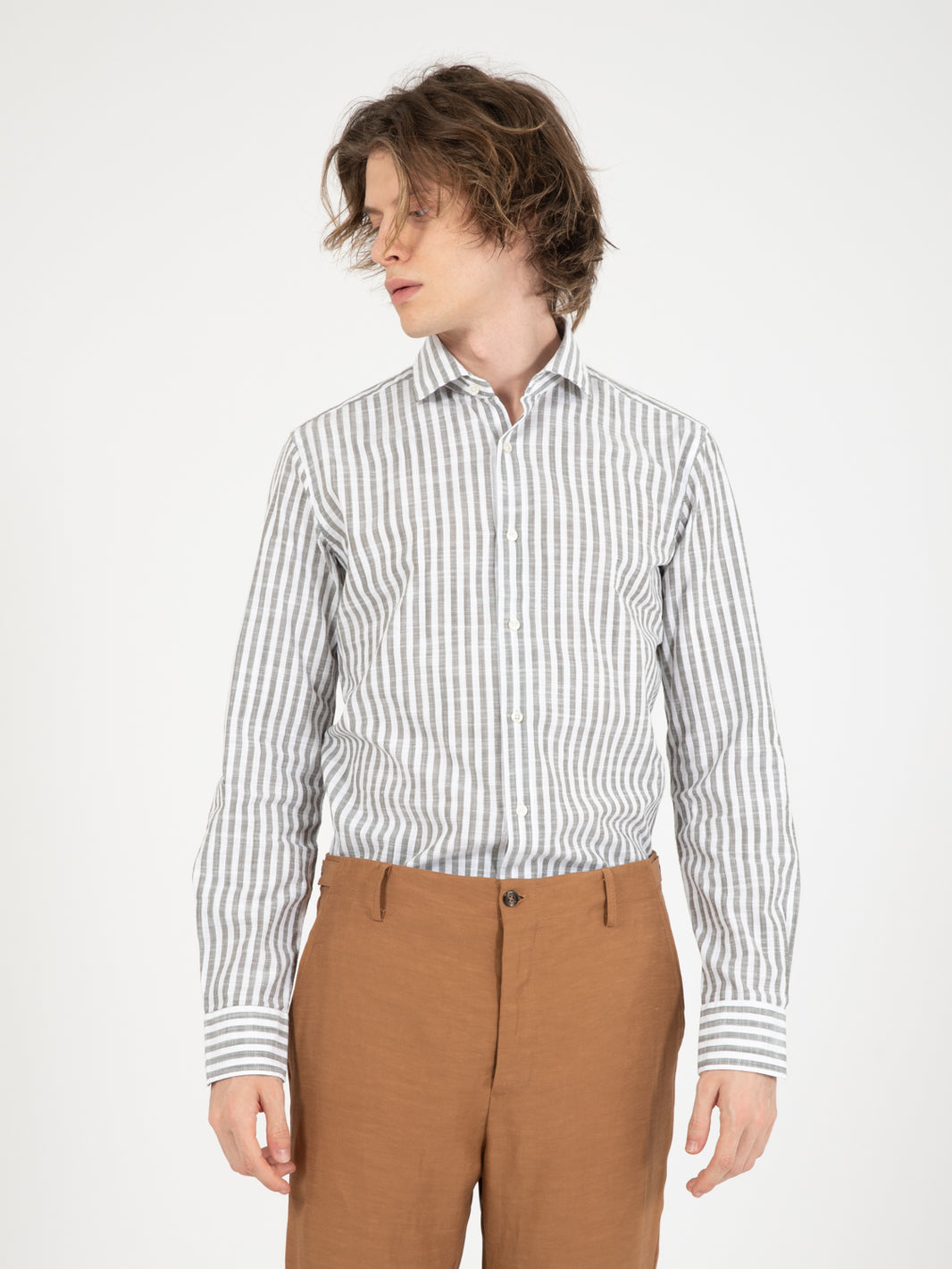 Camicia a righe bianco / verde
