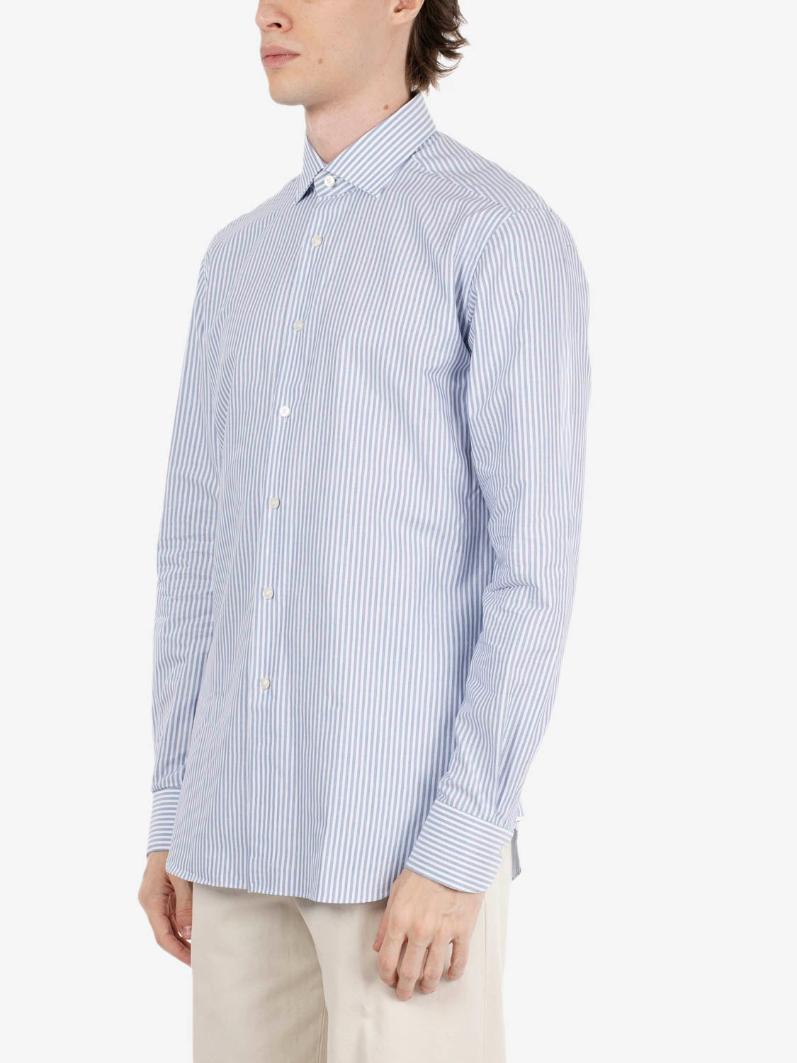 Camicia a righe travel azzurro