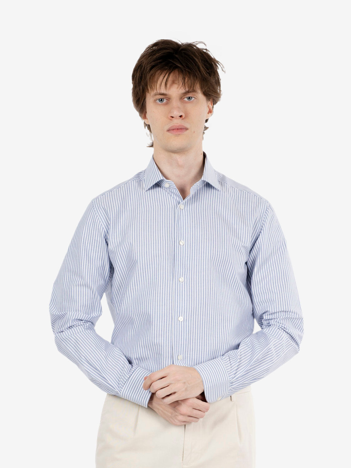 Camicia a righe travel azzurro