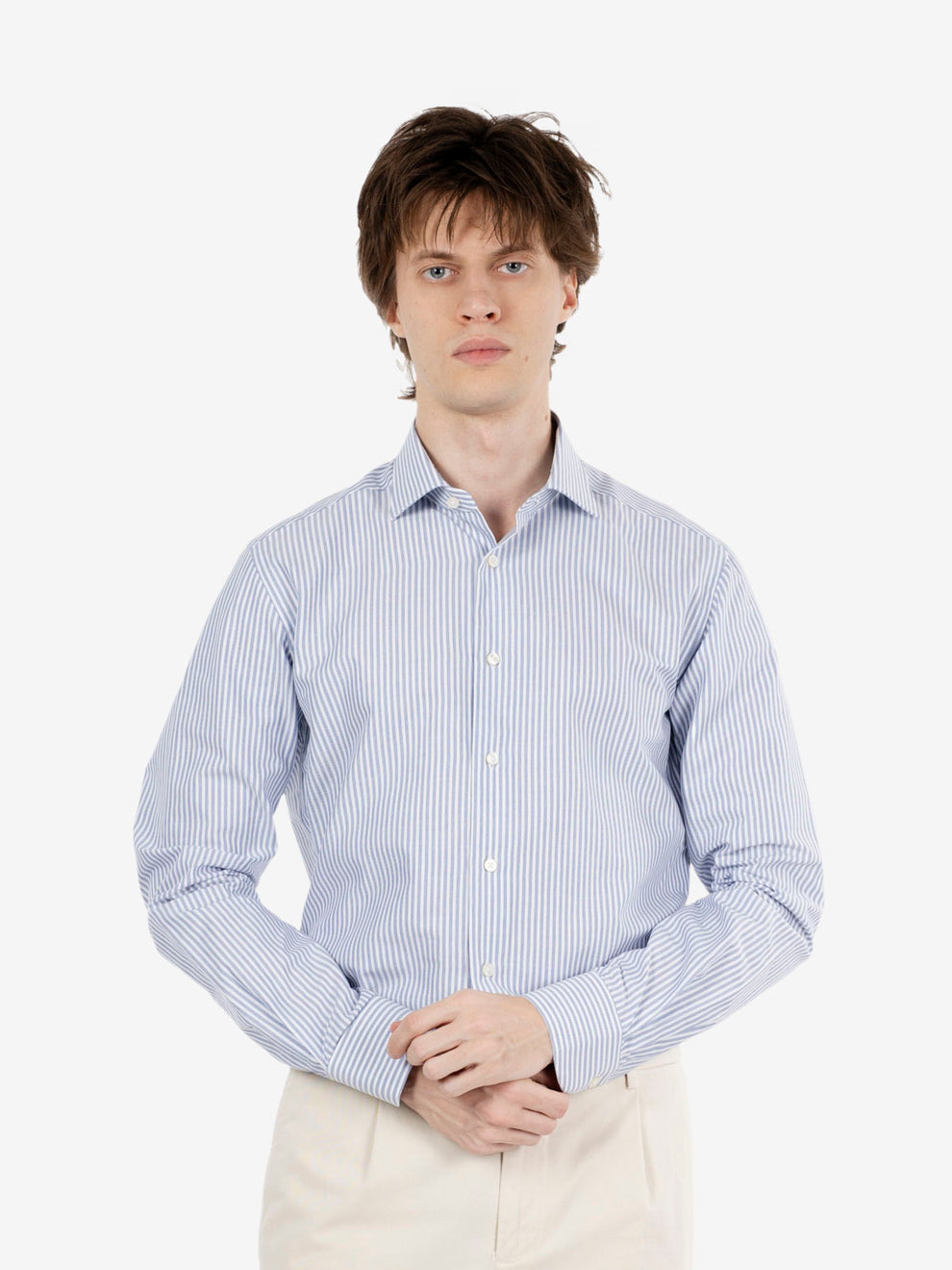 Camicia a righe travel azzurro