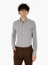 Dark brown striped active shirt