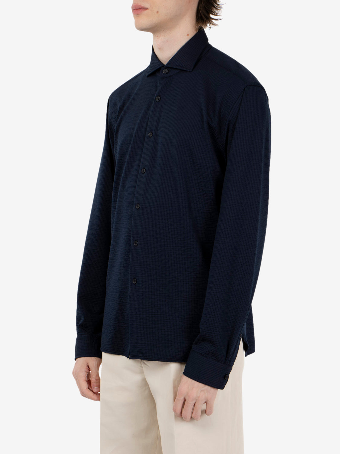 Camicia active in seersucker navy