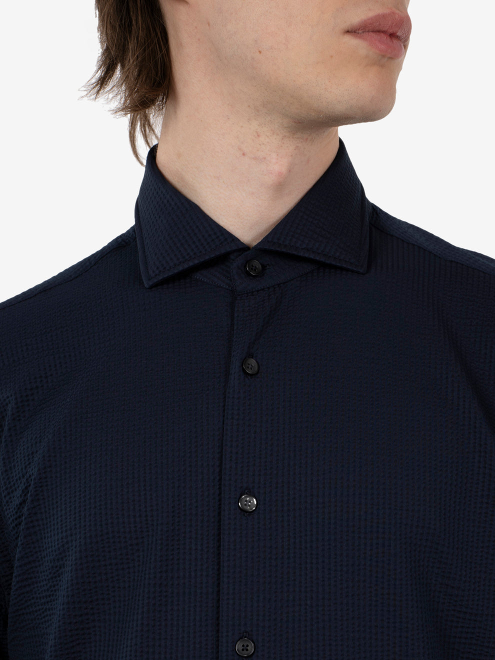 Camicia active in seersucker navy