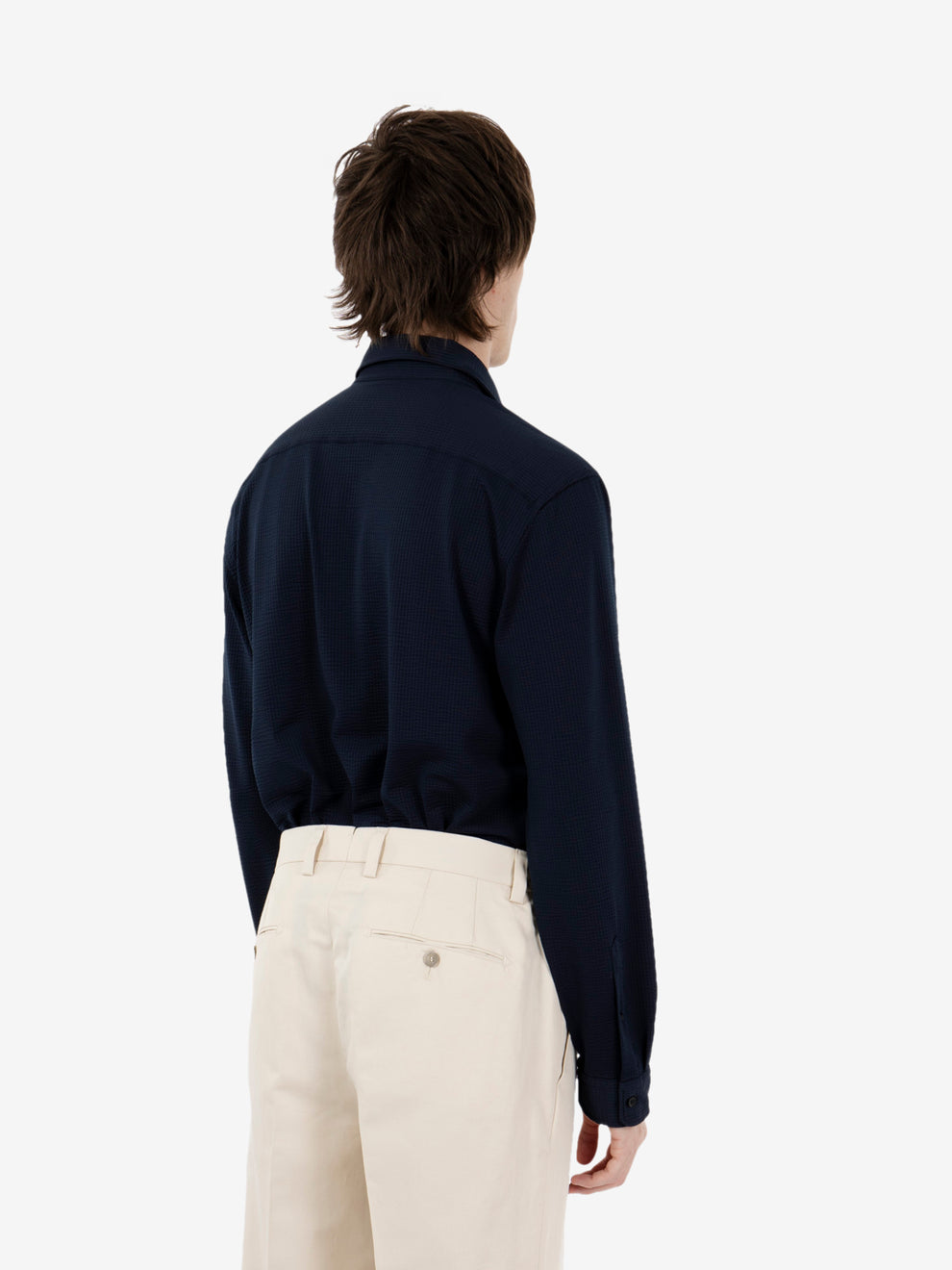 Camicia active in seersucker navy