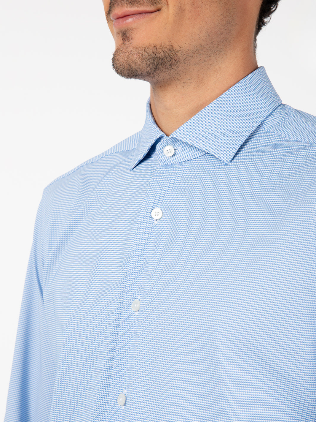 Active micro blue patterned shirt