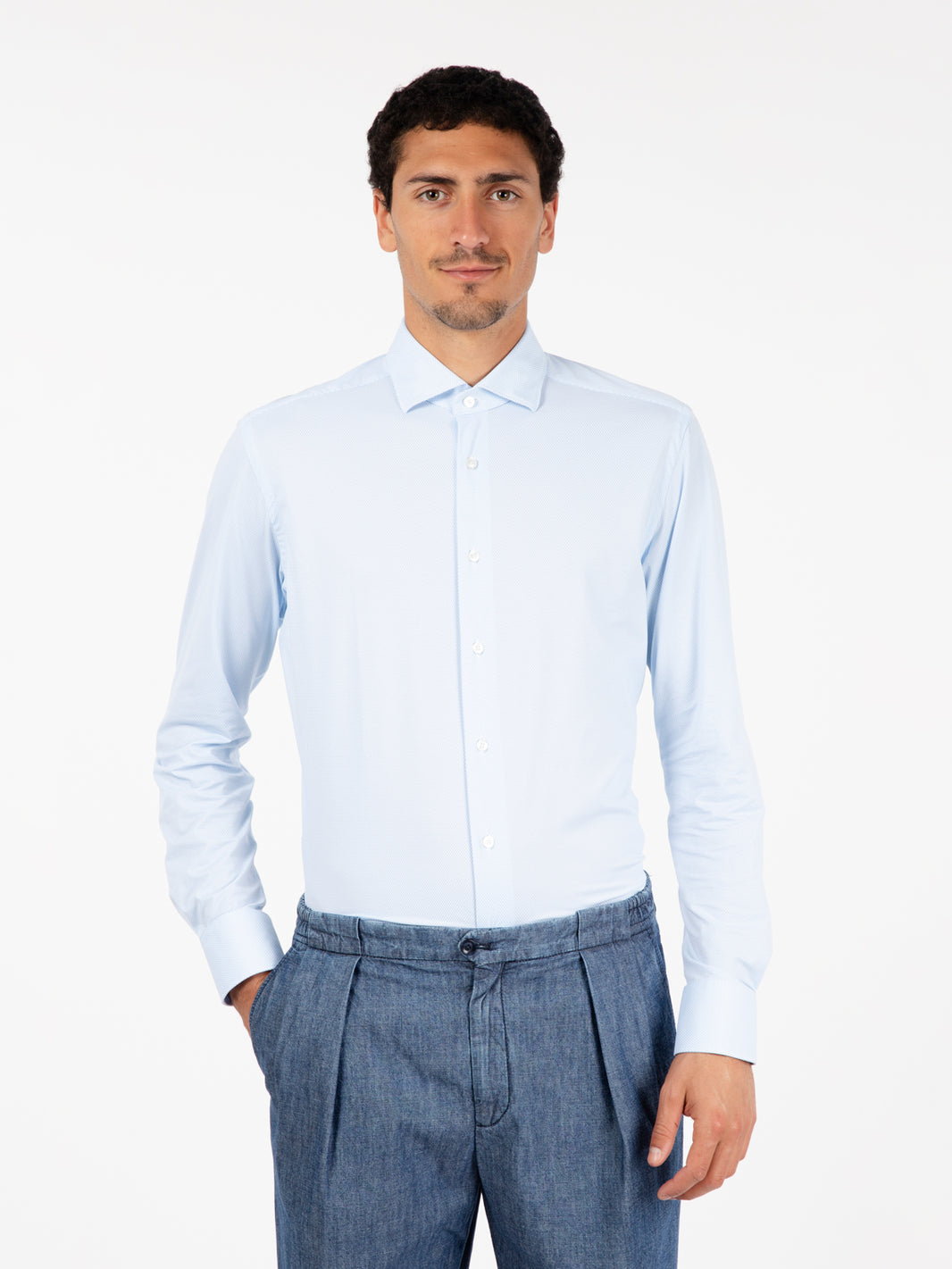 Active micro patterned white shirt