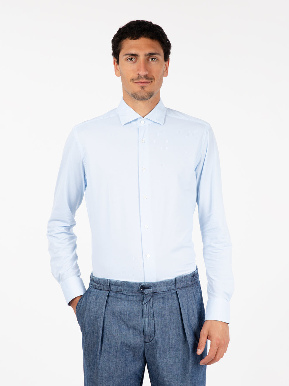 Active micro patterned white shirt