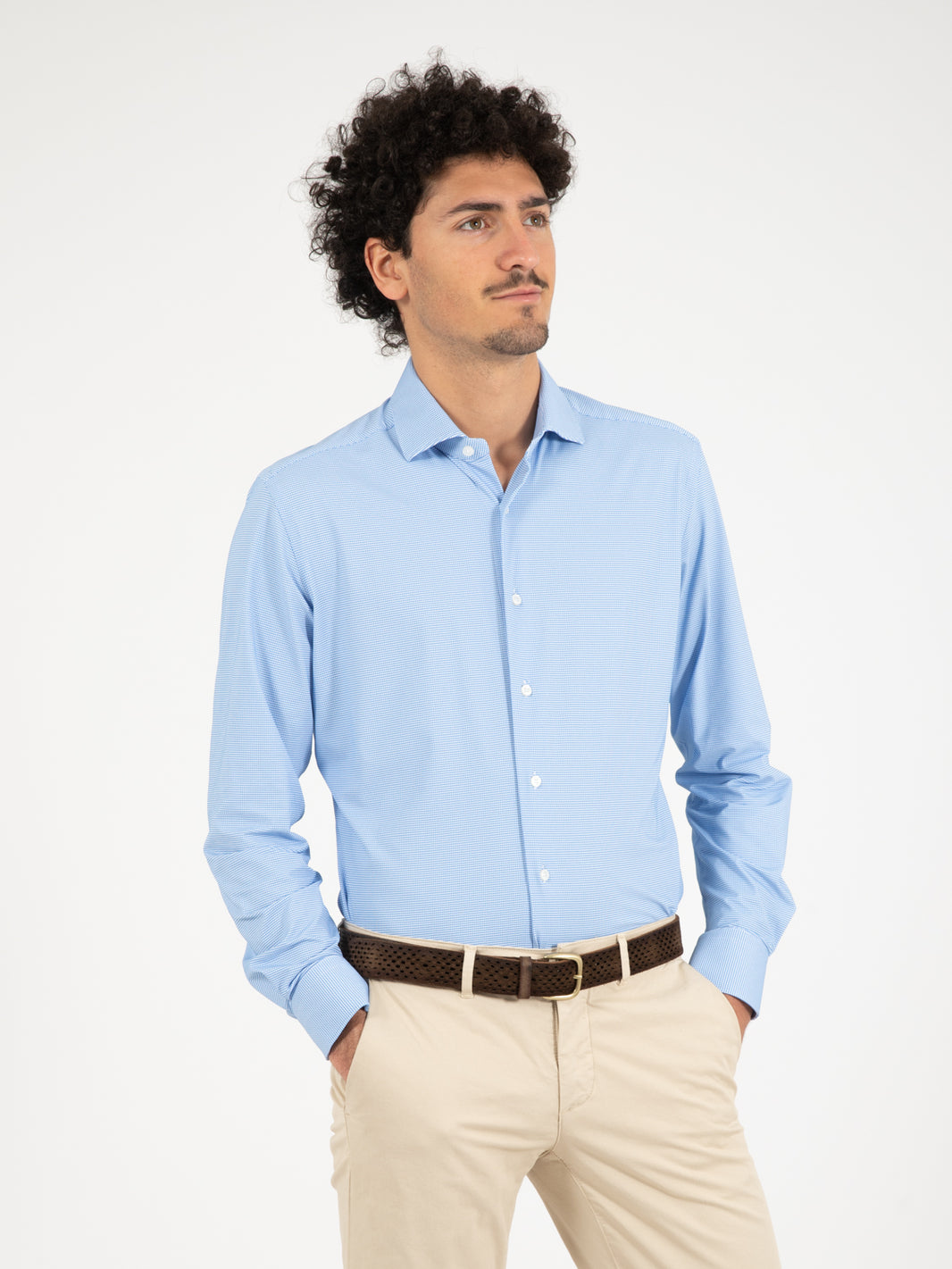 Camicia active microfantasia azzurra